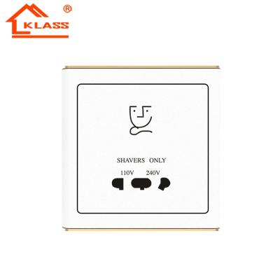 China UK Standard High Quality Socket Residential/Multi-Purpose Shaver Socket Flame Resisted Back PC Iron Panel Commercial and Home Use for sale