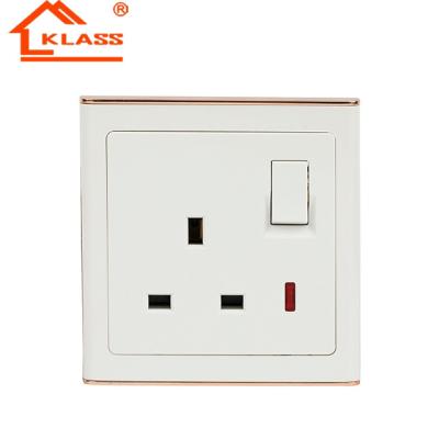 China British Standard 13A Residential/Multipurpose Plug And Socket Socket With Switch And Large Ring Frame Panel Function Neon Plated Panel for sale