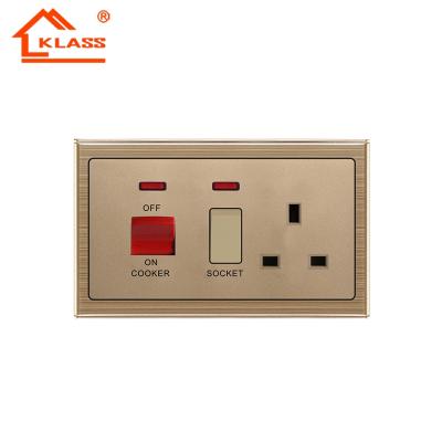 China DP 45A Stainless PC Kitchen Switch Electric Cooker Control Box Acrylic Switch Socket With Neon for sale