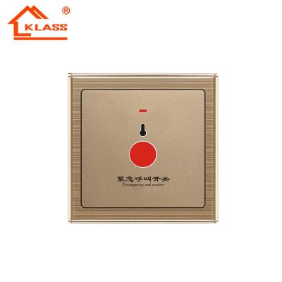 China Tempered Glass Switch Controller Emergency Call Switch Red Sign UK Style Painting Panel Factory Standard Gold Finish Direct Supply for sale