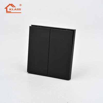 China Household Black Color PC Electric Plate Light Switches 2 Strip 1 Way Wall Switch for sale