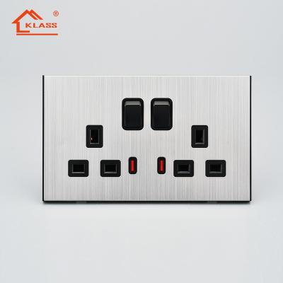 China Wholesale Residential 13A Dual Socket Rectangular Wall Socket Switch Control / Multipurpose With EU Light UK Standard 13A Power Outlet for sale