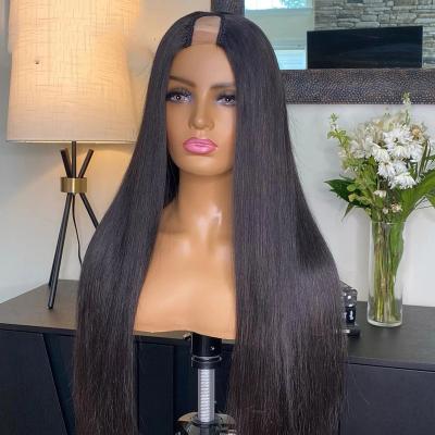 China Tangle Free And Shed Free Cheap Brazilian Virgin Curly Straight Hair U Part Wig For Black Women, Closure U Part Wig Hair, Upart Hair Wig for sale