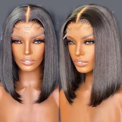 China Free Shipping Straight Short Bob Wigs For Black Women, Short Bob Swiss Lace Human Hair Wig, 4x4 Closure 4x4 Lace Closure Wig Hair for sale