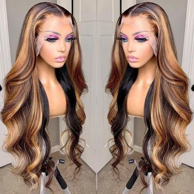 China Tangle Free And Shed Free Cheap Highlight Lace Front Hair Wig Body Wave, Body Wave Lace Front Wig With Highlight, Highlight Closure Wig for sale