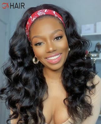 China Brazilian Hair Wigs, 100% Brazilian Human Virgin Hair Headband Wigs, Good Curly Virgin Hair Wig With Attached Headband for sale