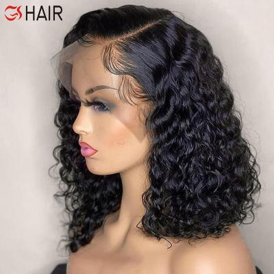 China Free tangle and shed free wholesale black deep curly wave lead lace front wig, 10 inch hd remy lace front wig, wavy lead hair frontal wig for sale