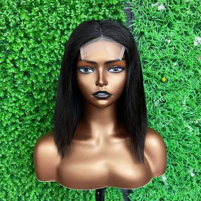 China Tangle Free And Shed Free Natural Cheap Peruvian Hair Wig, Bone Straight Hair Lace Closure Wigs, Short Bob Hair Lace Front Wigs For Women for sale