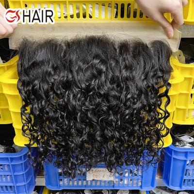 China Hot Selling Deep Wave Film Lace Headband, Virgin Hair and Closure, Transparent 8 Inch Hair Film Lace Hair Closure with Closure Package for sale