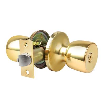 China (304/201) Tubular Stainless Steel/Iron Key/Privacy Lock Stainless Steel Ball Brass Entry Double Round Cylinder Door Knob Lock Polished Brass for sale