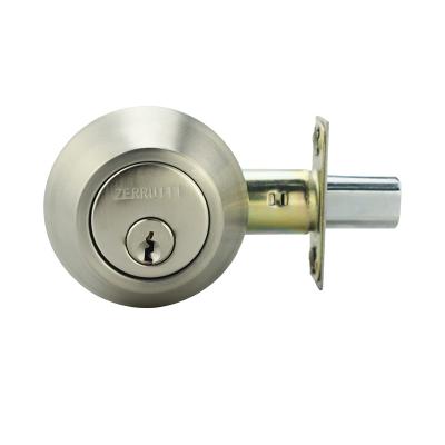 China (304/201) Stainless Steel/Iron/Stainless Steel Brass Deadbolt With Resist Saw Bolt And Brass Cylinder Door Lock With Satin Nickel Finish for sale