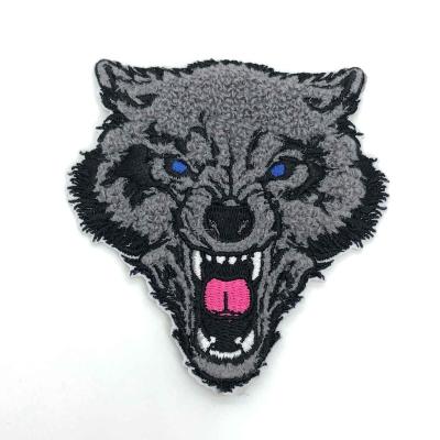 China Viable Custom Designer Patch Wolf Towel Chenille Embroidered Patches for Clothing for sale