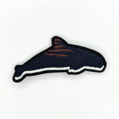 China Viable Custom Design Whale Embroidered Iron On Embroidery Patch For Apparel for sale