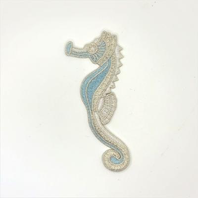 China Sustainable Seahorse Embroidery Custom Iron On Patch For Apparel for sale