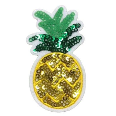 China custom 3D fruit pineapple sequin embroidered patch for apparel for sale