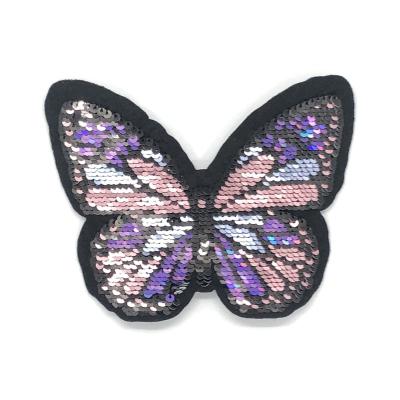 China custom made high quality 3D butterfly reversible sequin patch for clothing for sale