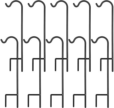 China Home Decration Shepherd Hook 10 Pack 35 Inch Solid Metal Garden Poles with Hook for Hanging String Lights Mason Jars Christmas Decoration Black for sale