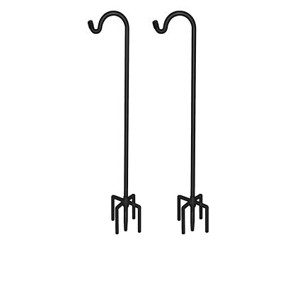 China Coastal Adjustable Shepherd Hook with 5 Forks 76 Inches - Outdoor Garden Large Pole for Bird Feeders Plant Baskets Hanging Black 2 Packs for sale