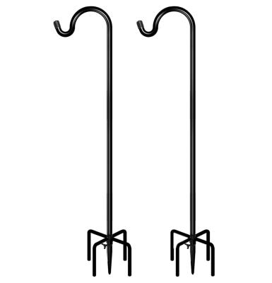 China 92 Inch Adjustable Outdoor Shepherd's Country Hook With 5 Prong Shepherd's Hooks For Bird Feeders Factory Hanging Basket 2 Packs for sale