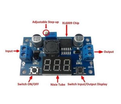 China Computer XL6009 4A Adjustable Booster Module DC-DC Power Supply Module With LED Voltmeter Display 400K for sale