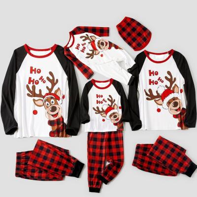 China Breathable Family Matching Outfit Clothes Xmas Pajamas Parent-child Full Sleeve Stripe Red White Green Family Christmas Pajamas for sale