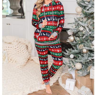 China New Style Plus Size Women Holiday Pajamas Fashion Deer Tree Printed Christmas Onesie Woman for sale