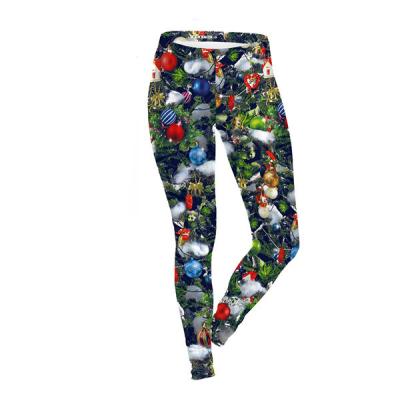 China 92% Polyester 8% Spandex Christmas Leggings Breathable Brushed Digital Printing for sale