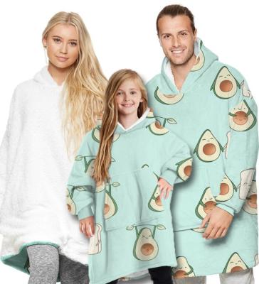 China Fleece Family Blanket Windproof Hoodies Warm Unisex Oversized Matching Blanket Hoodies for sale