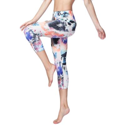 China Wholesale Antibacterial Printed Low Moq Tight Polyester Spandex Spats For Women for sale