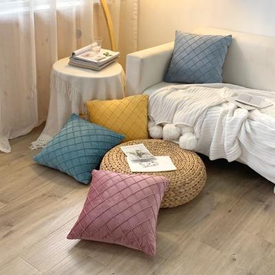 China Sustainable Home Decorative Solid Color Velvet Tile Crate Cushion Cover for sale