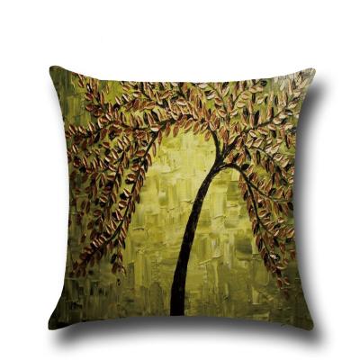 China Dobby Factory Price Cotton Tile Oil Painting Tree 3D Cushion Canvas Cover for sale