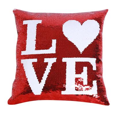 China Home Decorative Sustainable Love Sequin Valentine's Day Cushion Cover Shining Pillow Case for sale