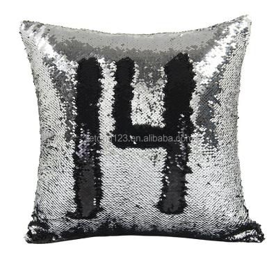 China Viable Custom Creative Reversible Decorative Luxury Pillow Cover Magic Sequin Purple Tiles Cushion Cover for sale