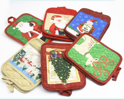 China Wholesale Heat Resistant Custom Design Christmas DECO Pattern 100% Cotton Pot Holder Dish Mat for sale