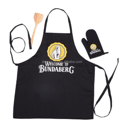 China Eco-friendly welcome to bundaberg 2pcs apron oil proof chef apron kitchen sets oven gloves for sale