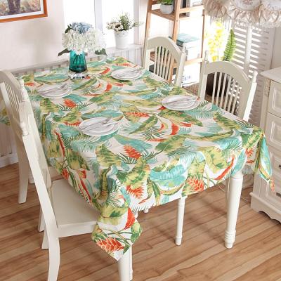 China Oilproof Forest Leaf Plant Design Tropical Tablecloth. decorative 100% cotton family tablecloth for sale