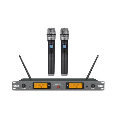 China Professional 2.4g wireless microphone 2 channel headset microphone meeting KTV karaoke handheld wireless microphone for sale