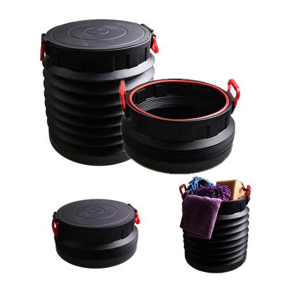 China Outdoor Camping 4L Garbage Bucket Car Garbage Organizer Folding Trash Can Stocked Folding Fishing Bin With Cover for sale