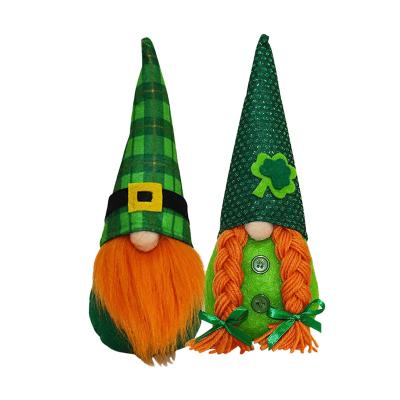 China 2022 Irish Lucky Clover Green Plush Dwarf Table St Patricks Day Gnome Faceless Doll Easter Holiday Party Decorations Ornaments Decoration Saint Patrick Day Gnome for sale