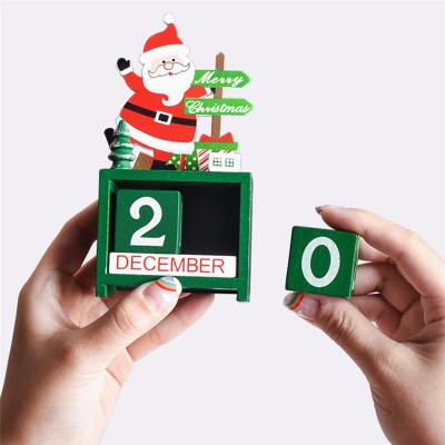 China New 2022 Wooden Year Countdown Calendar Elk Elks Snowman DIY Ornaments Christmas Navidad Table Countdown Countdown Calendar for sale