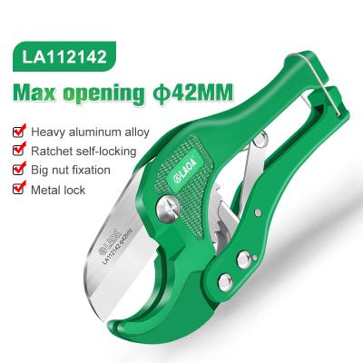 China LAOA ALLOY 42MM PVC Pipe Cutter Aluminum Alloy Tube Cutting PPR Pipe Pipe Cutter 5CR13 Blade PVC/CPVC Ratchet Scissor DIY Tools for sale