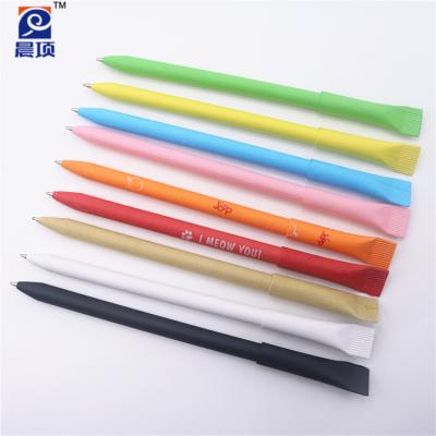 China Promotional Pen Eco-friendly Ball Pen Recycled Kraft Paper Pen With Customized Logo for sale