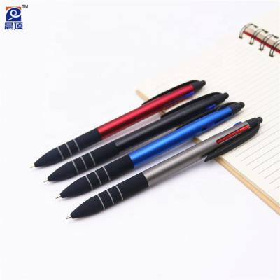 China Promotional Pen Plastic 3 in 1 Multi Color Click Ball Pen Promotional Pen With Custom Logo for sale