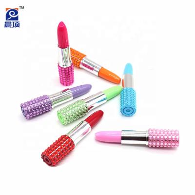 China Pen Novelty Promotional Crystal Diamond Lipstick Pen Gift Plastic Bling Bling Ballpoint Pen for sale