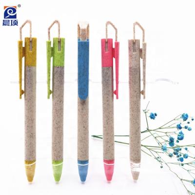 China Promotional Pen Eco Friendly Biodegradable Wheat Straw Ball Pen Custom Recycled Environmental Friendly Pen for sale