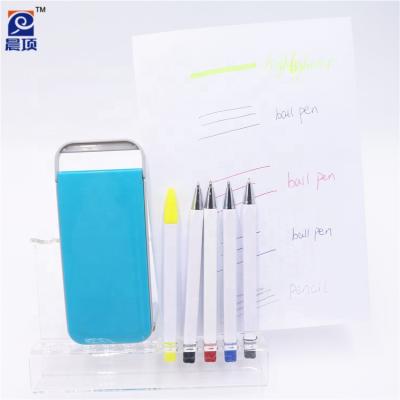 China Promotional Pen/School& Office Promotional 5 in 1 Stationery Pen Set Mechanical Pencil Highlighter Bar Pen 3 Pieces Ball Pen Set for sale