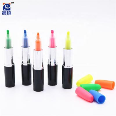 China Promotional Markers & Mini Highlighter Bars Novelty Lipstick Shape Promotional Gift Highlighter Bar Marker Pen With Custom Logo for sale