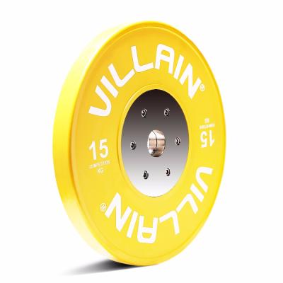 China Yellow Rubber Weightlifting Barbell Weight 15KG/35LB Weightlifting Barbell Plate for sale