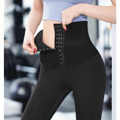 China Breathable Hook Waist Trainer Corset Leggings Women Yoga Pants Stretch Tops Sports Gaiters Waist Tights for sale