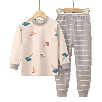 China Breathable Cotton Long Sleeve Pajamas Kids Wear Boys And Girls Underwear Home Two-Piece Suit for sale